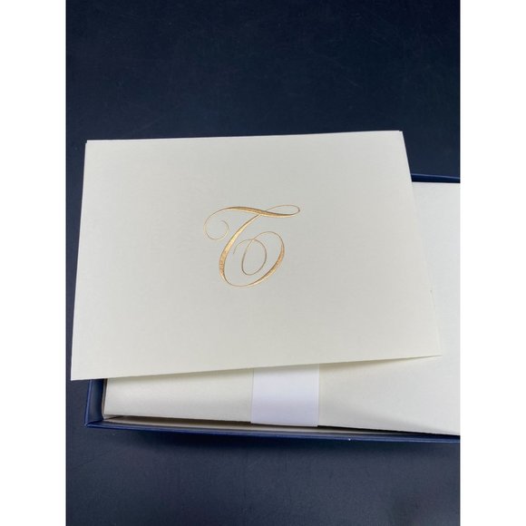 Crane & Co. Gold Hand Engraved Initial Notes "Q" Ecruwhite 20 Count Stationery - Picture 5 of 5